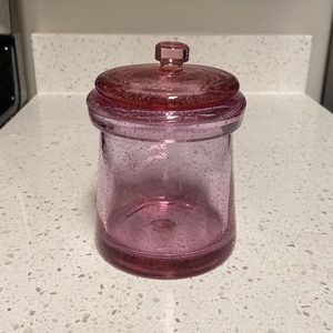 Purple pink glass jar with lid